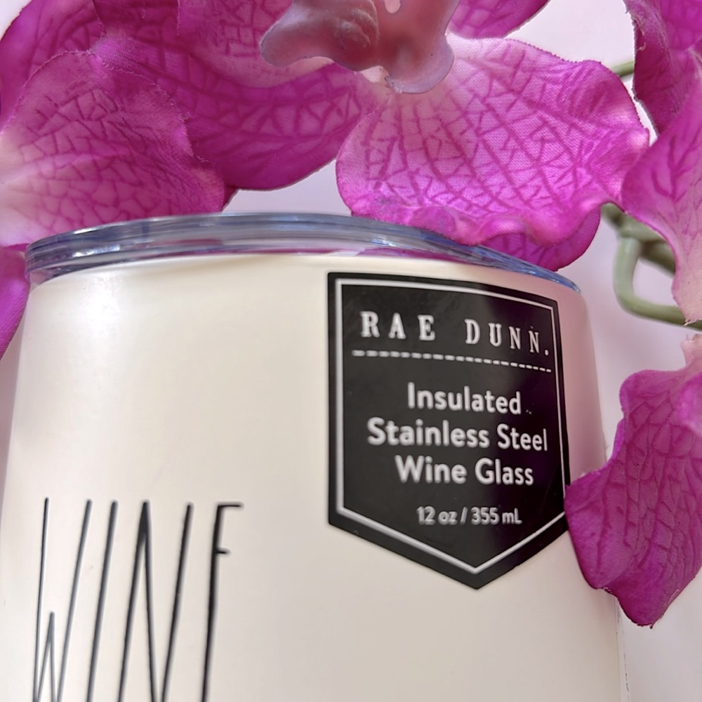 Rae Dunn Insulated Stainless Steel Wine Glass with lid - Picture 2 of 4